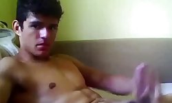 Lovely Lad Paints His Chest With Cum