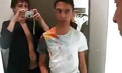 Two Boys Fool Around In Changing Room