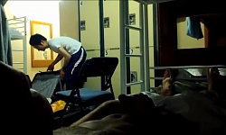 Jerking In Front Of Hostel Roommate