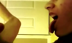 Boy Cums In His Own Mouth